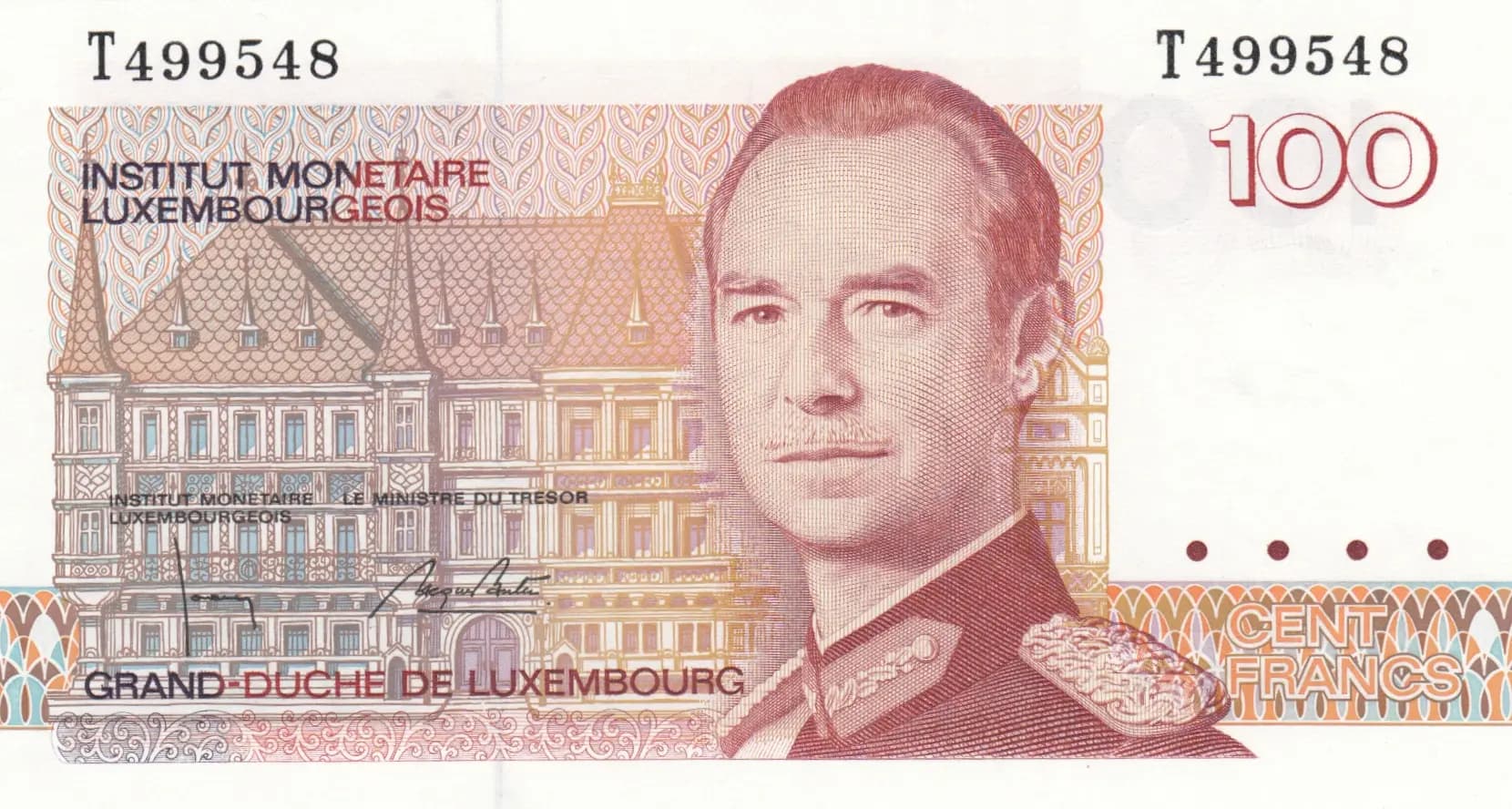 100 francs 1993 from Luxembourg, P-58b (1993) — image 1