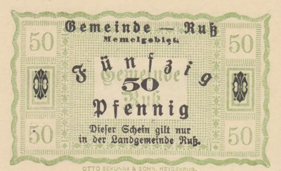 50 pfennig 1920 from Memel, P-unlisted (1920) — image 2