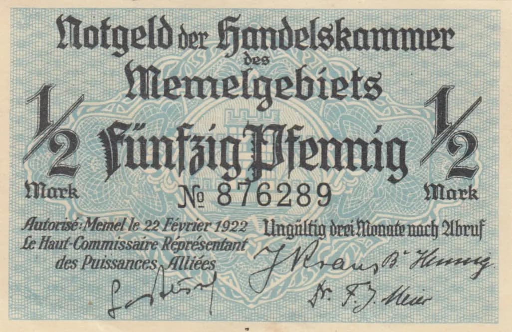 50 pfennig 1922 from Memel, P-1