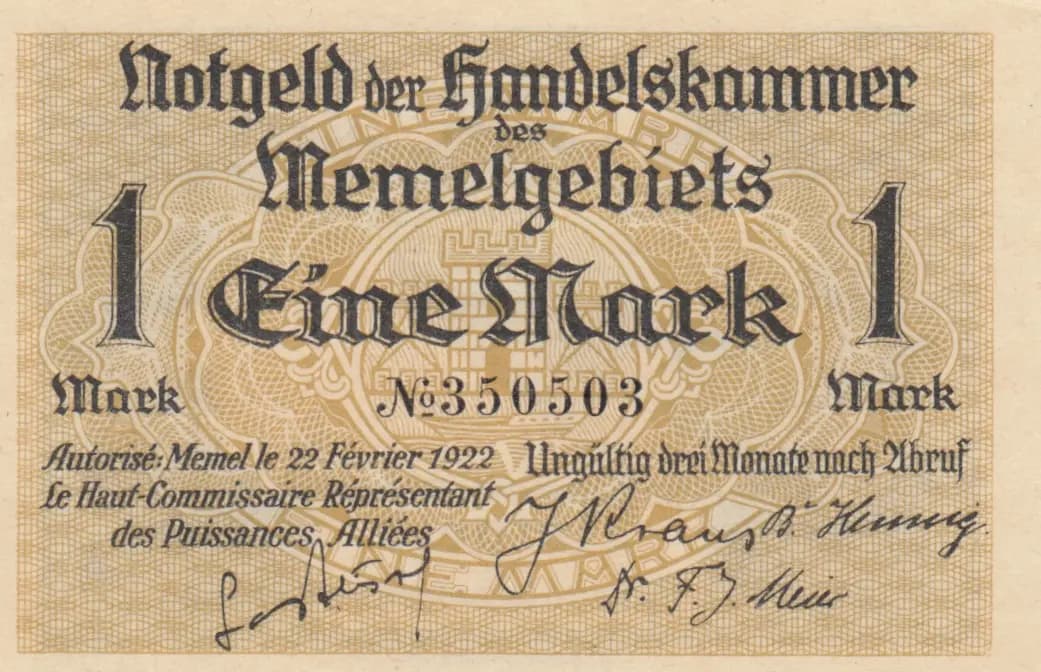 1 mark 1922 from Memel, P-2