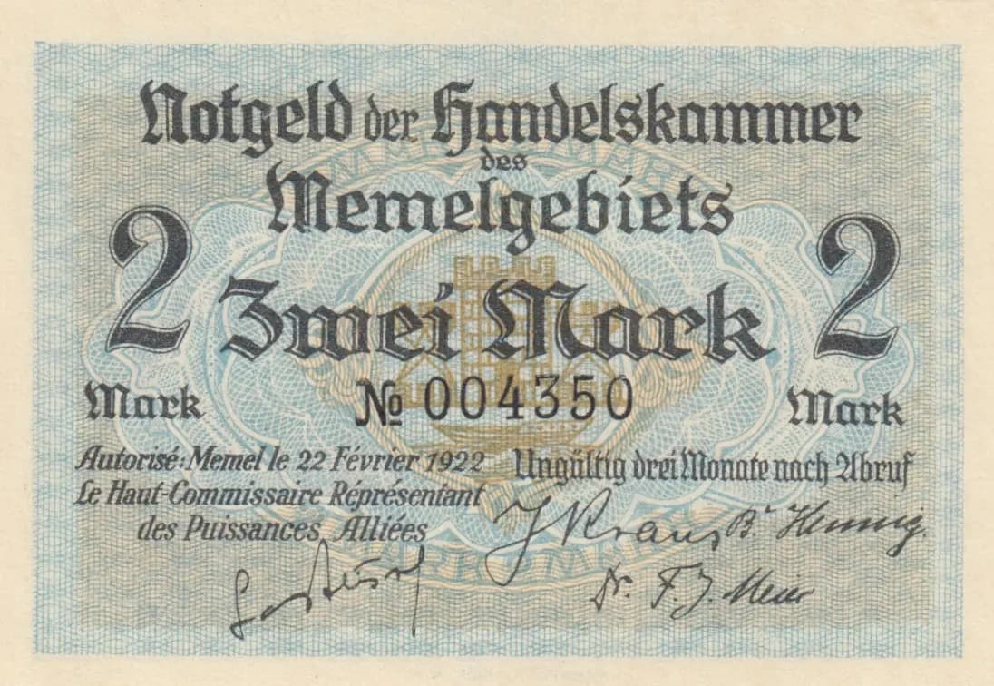 2 mark 1922 from Memel, P-3b