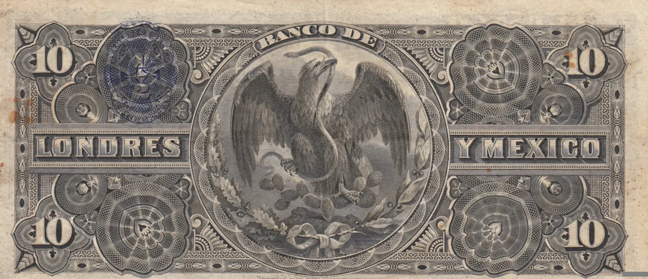 10 pesos 1913 from Mexico, P-S234e (1913) — image 2