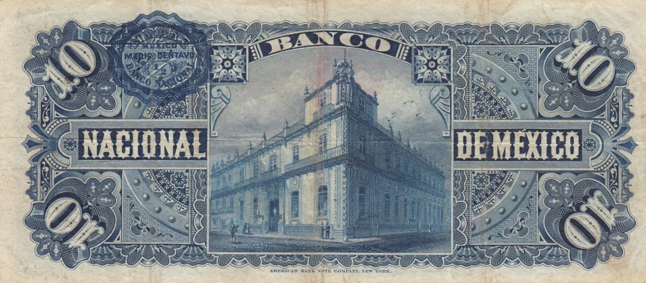 10 pesos 1908 from Mexico, P-S258d (1908) — image 2