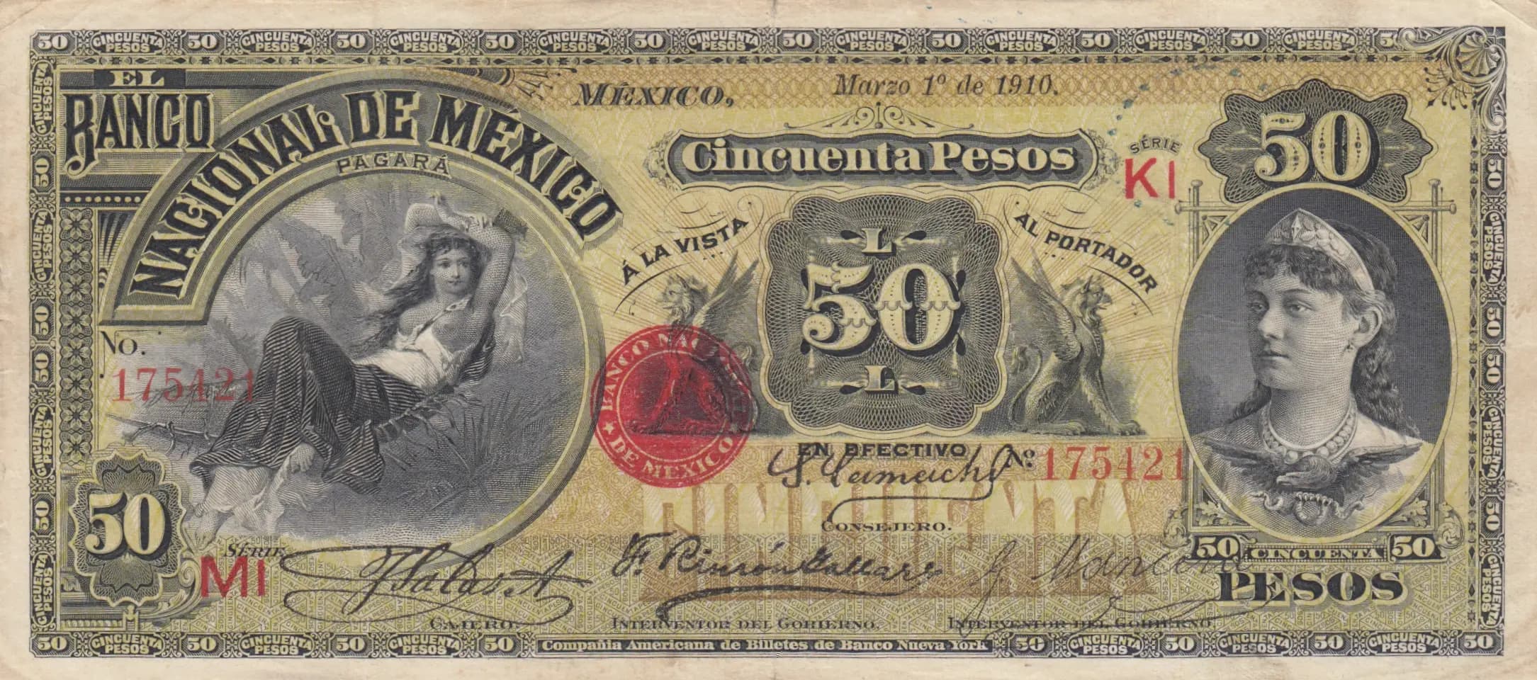 50 pesos 1910 from Mexico, P-S260d