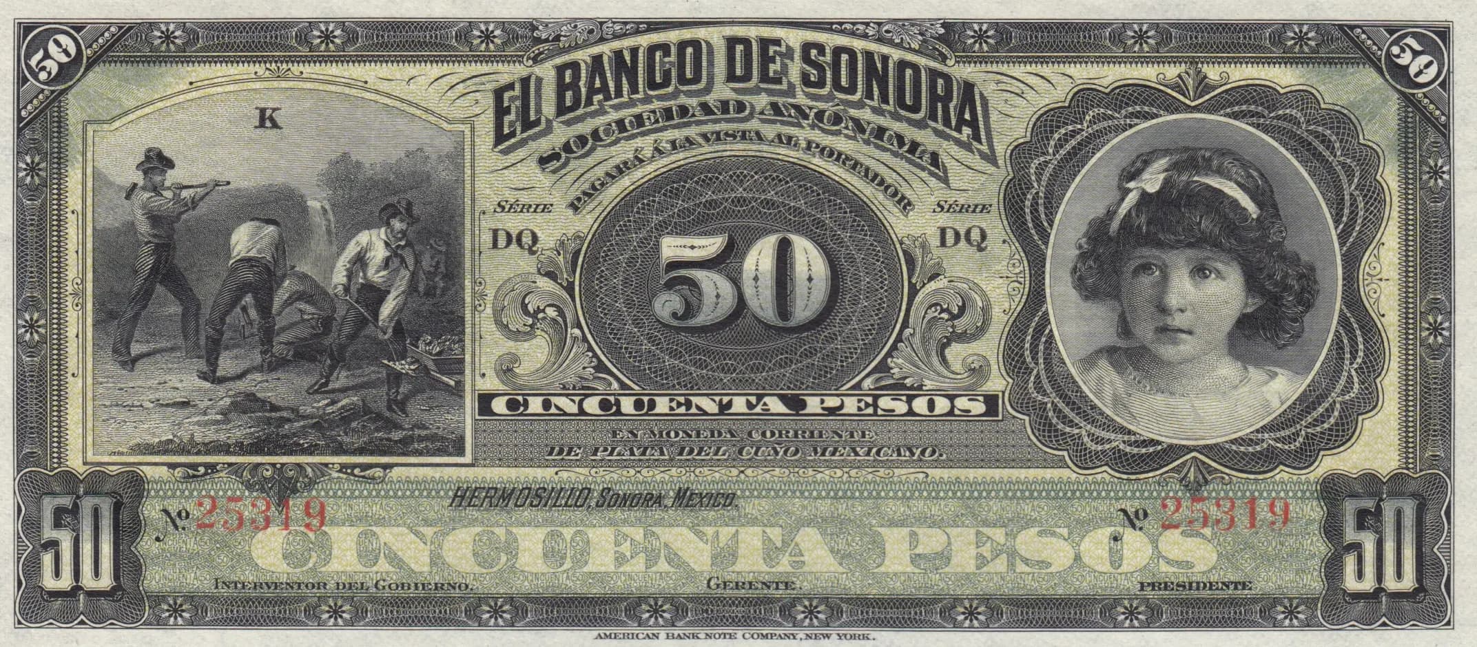 50 pesos 1898-1911 from Mexico, P-S422r (1911) — image 1