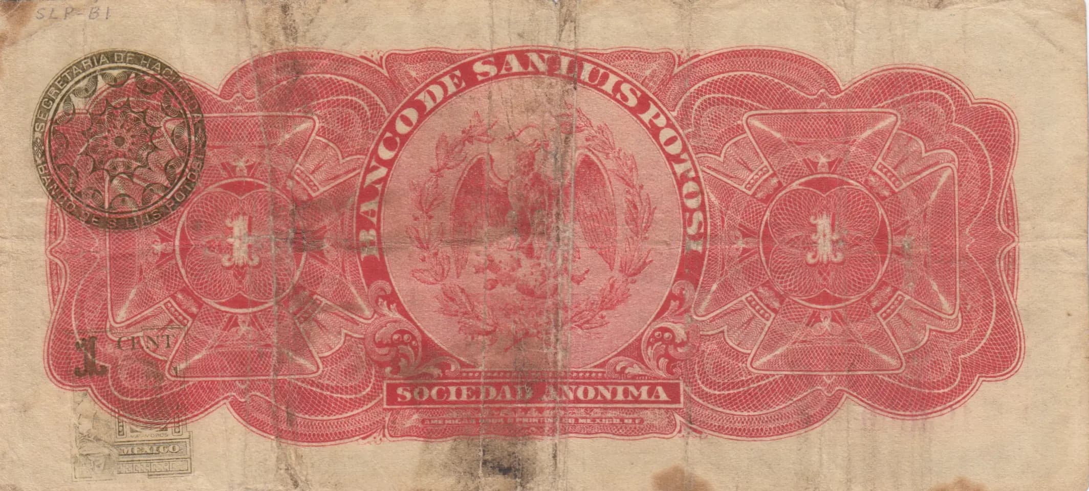 1 peso 1914 from Mexico, P-S406 (1914) — image 2