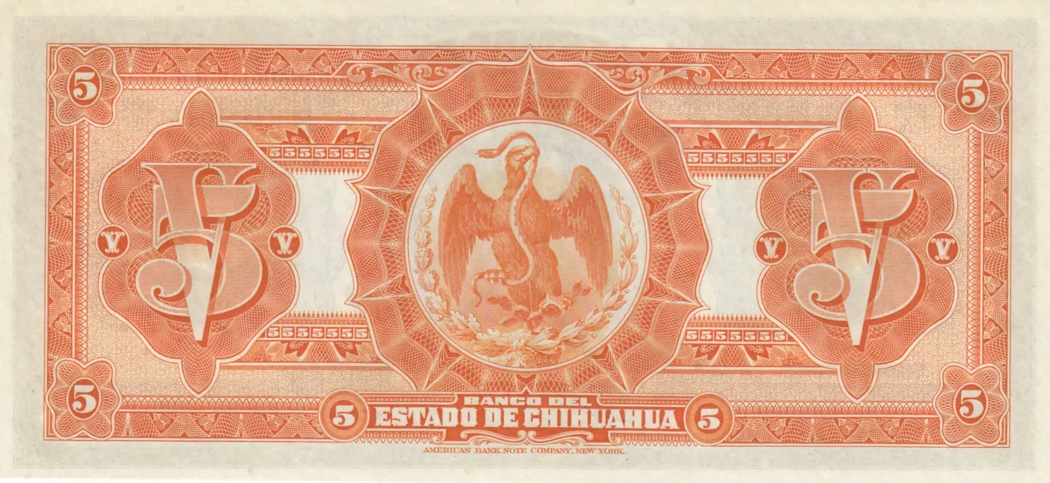 5 pesos 1913 from Mexico, P-S132 (1913) — image 2