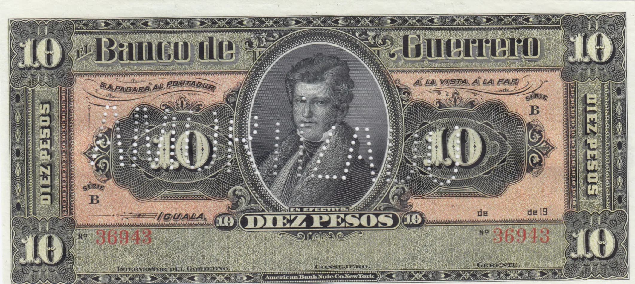 10 pesos 1914 from Mexico, P-S299b