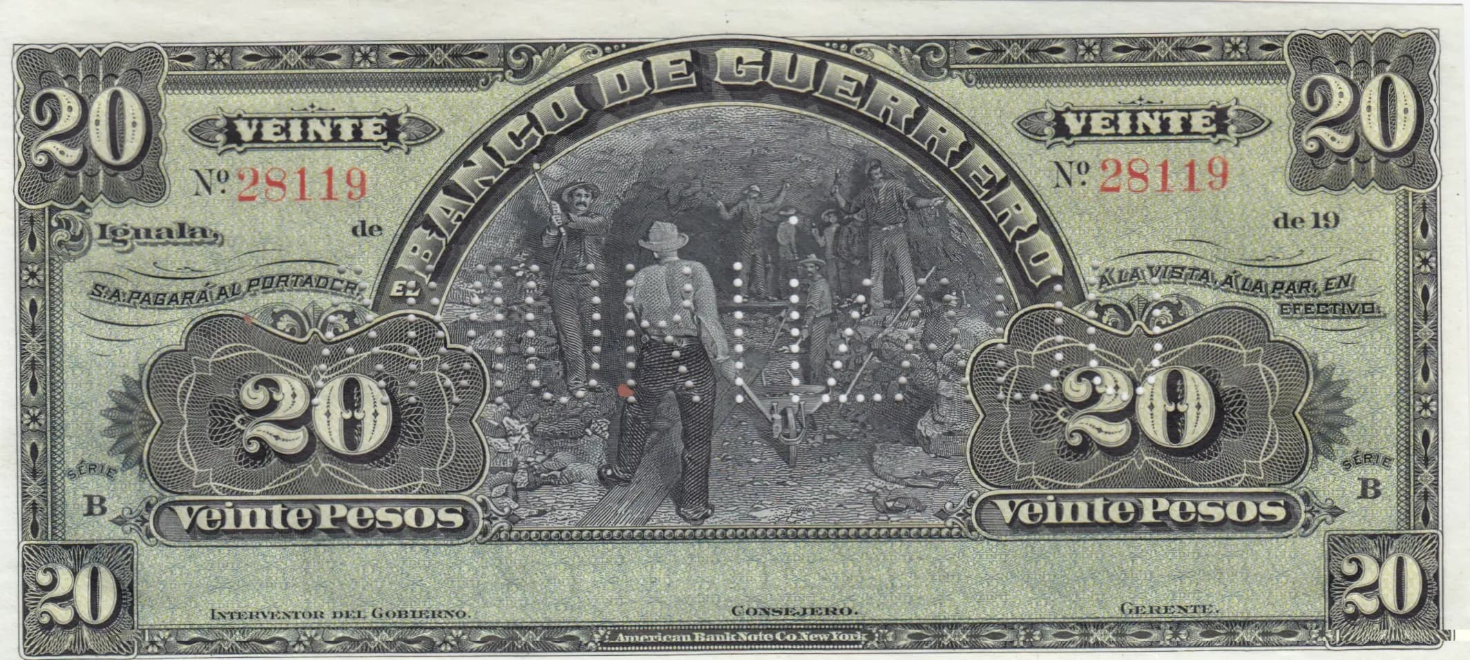 20 pesos 1914 from Mexico, P-S300b