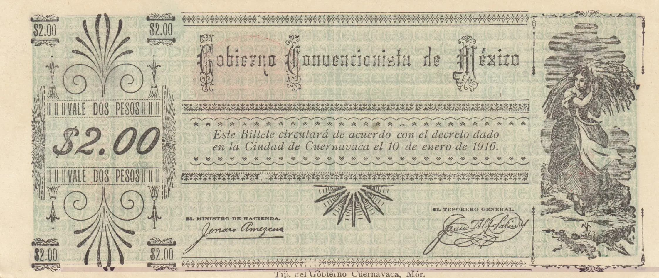 2 pesos 1916 from Mexico, P-S912