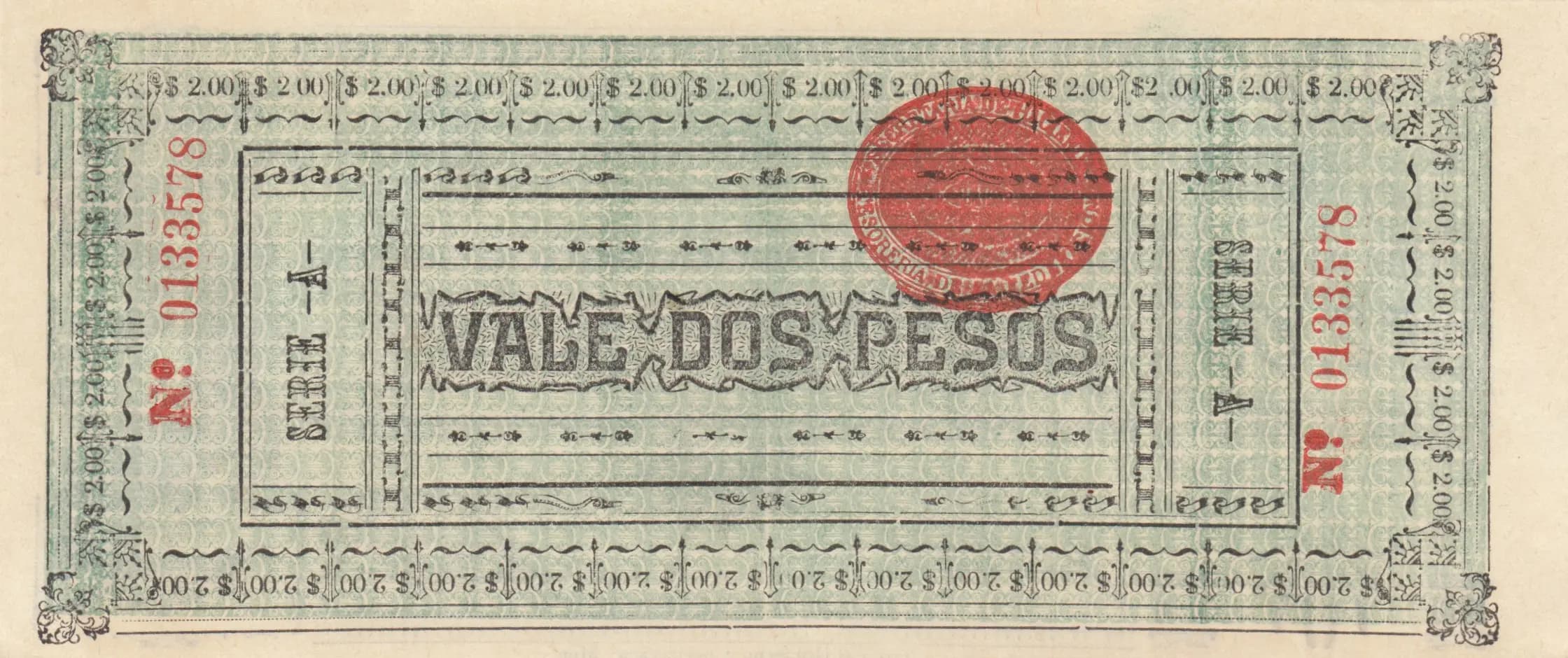 2 pesos 1916 from Mexico, P-S912 (1916) — image 2