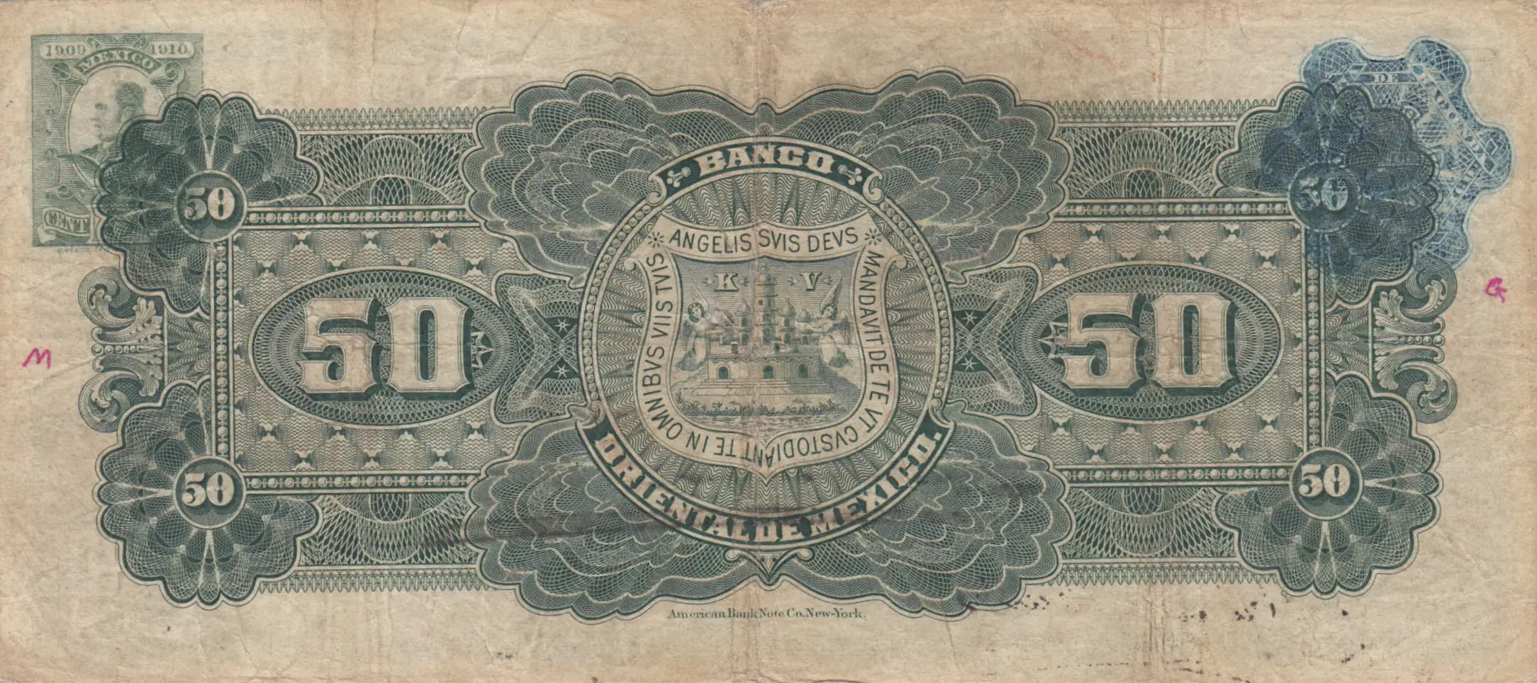 50 pesos 1909 from Mexico, P-S384b (1909) — image 2