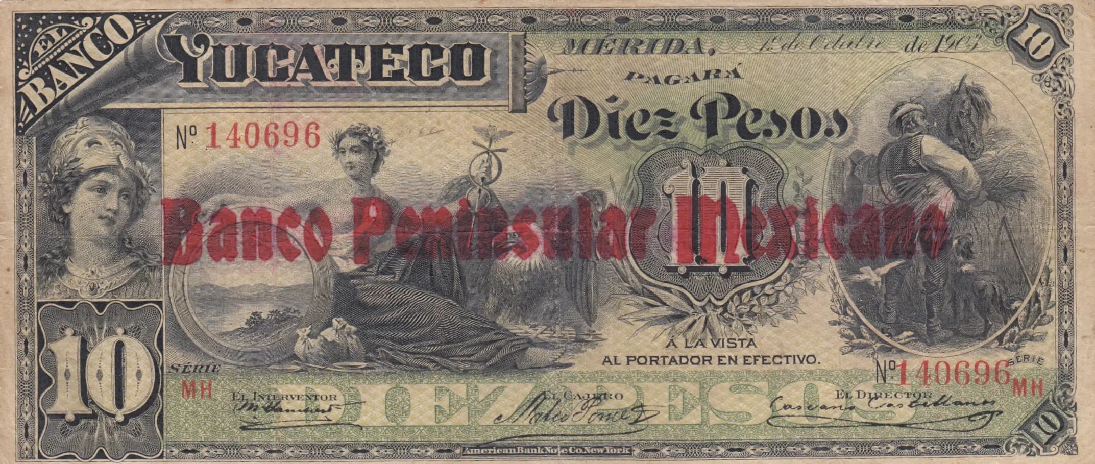 10 pesos 1903 from Mexico, P-S459e (1903) — image 1