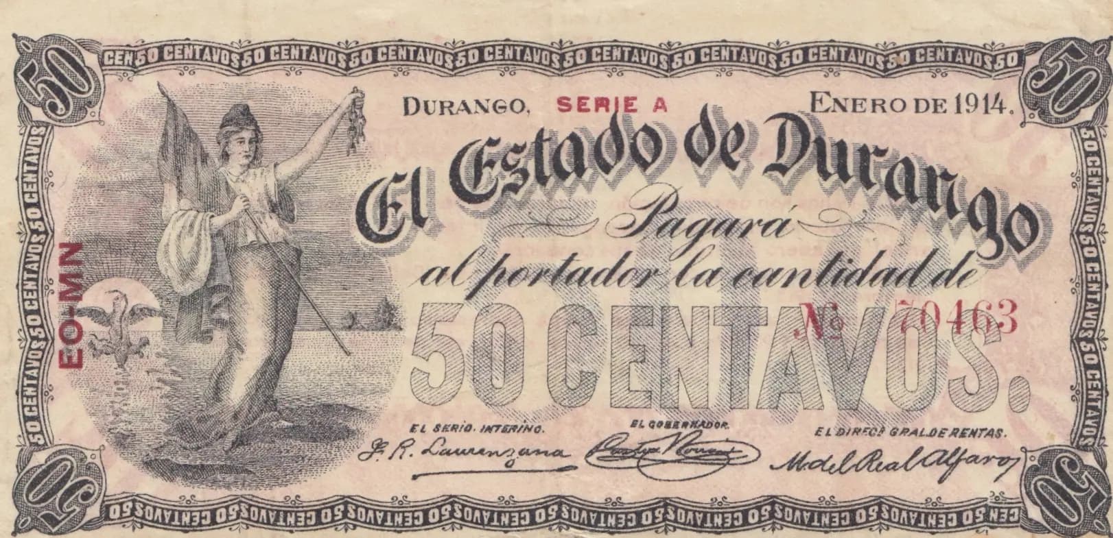 50 centavos 1914 from Mexico, P-S729