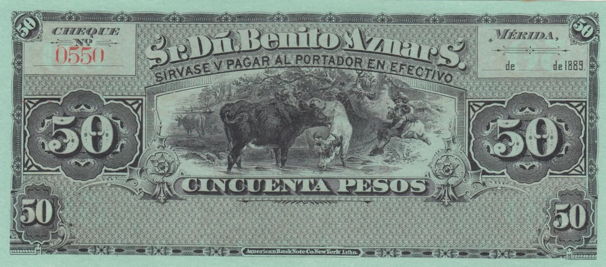 50 pesos 1889 from Mexico, P-unlisted