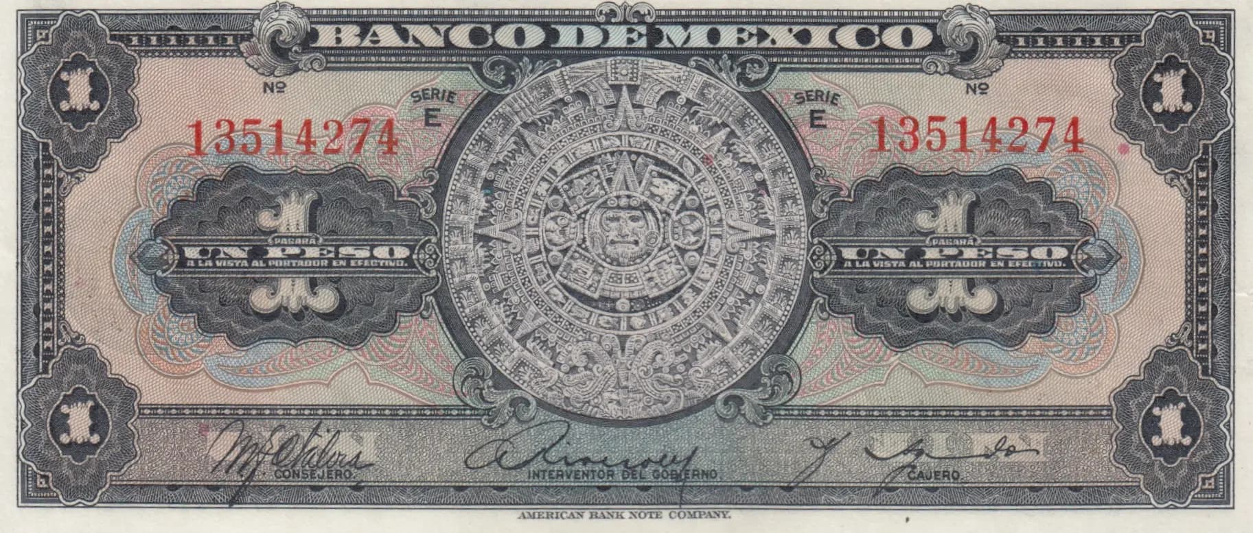 1 peso 1942 from Mexico, P-28d