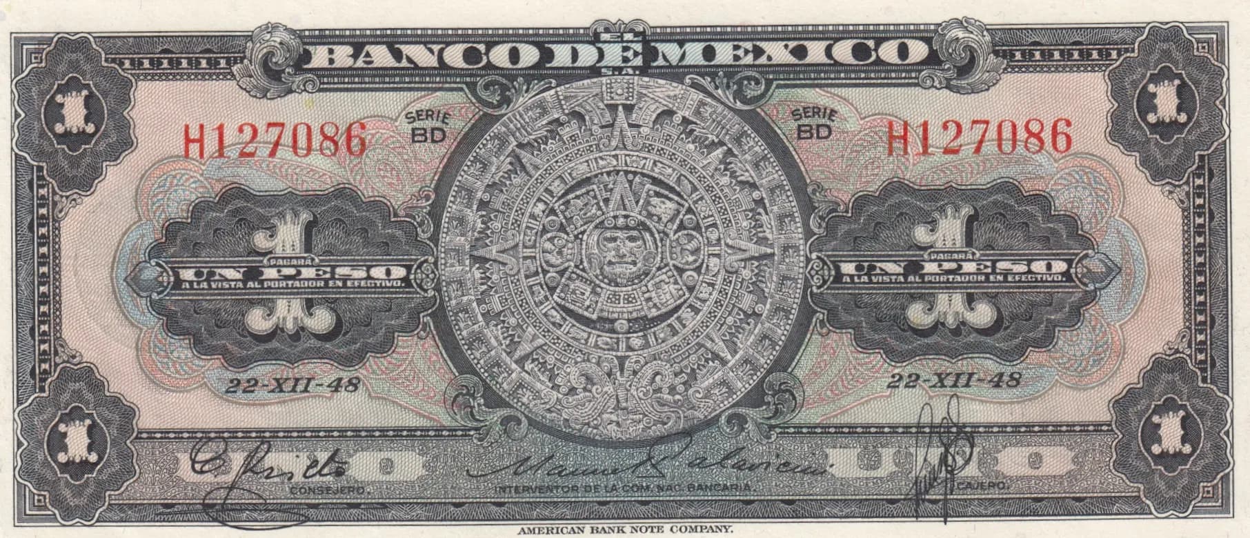 1 peso 1948 from Mexico, P-46a