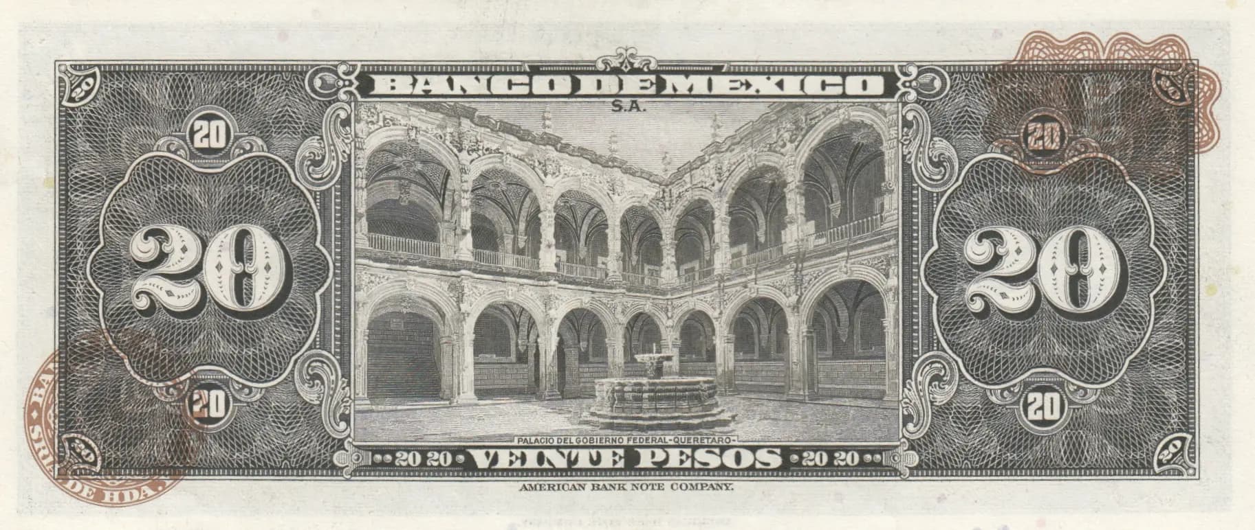 20 pesos 1959 from Mexico, P-54h (1959) — image 2