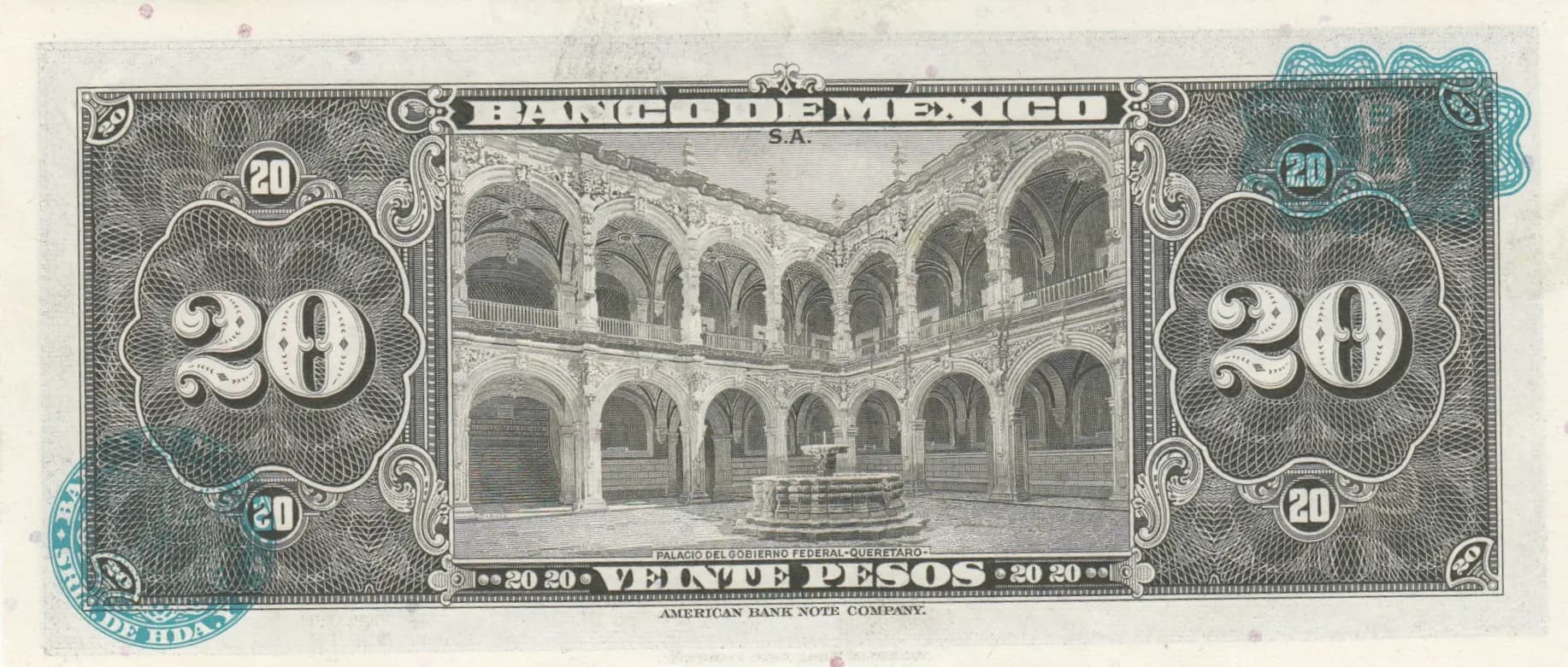 20 pesos 1961 from Mexico, P-54i (1961) — image 2