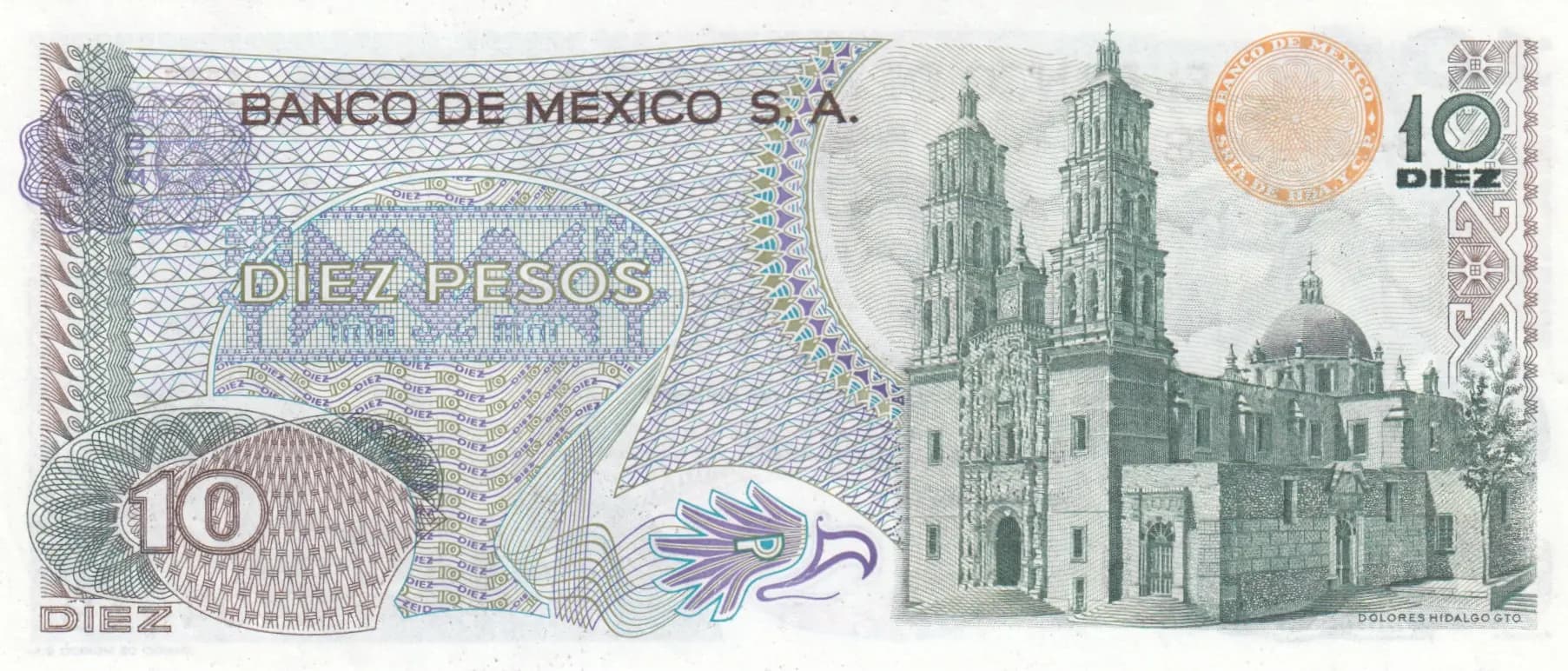10 pesos 1975 from Mexico, P-63h (1975) — image 2