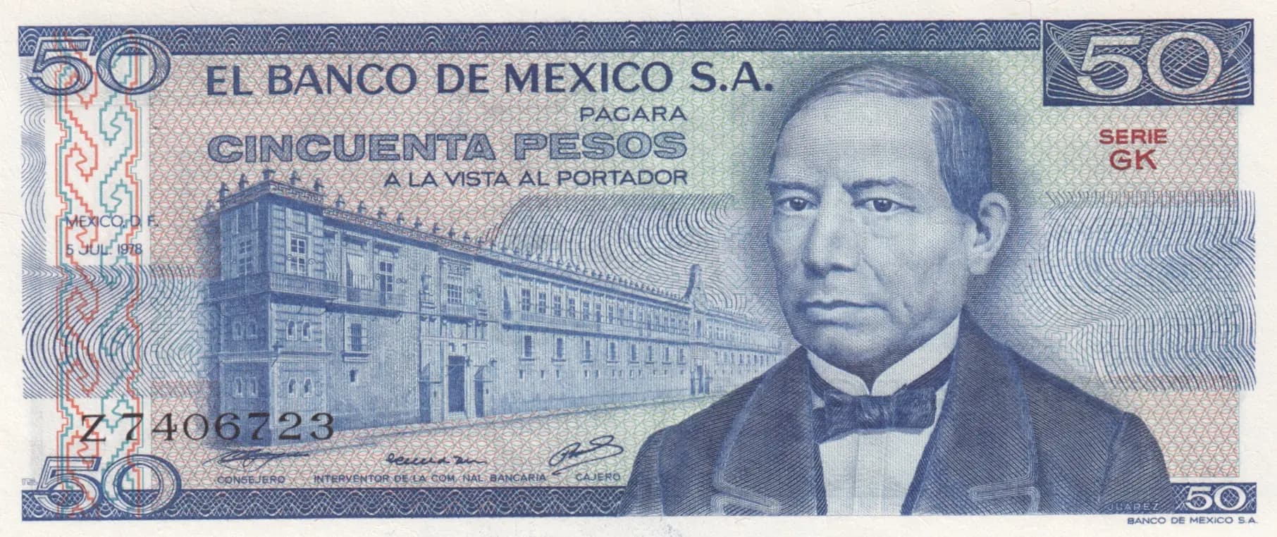 50 pesos 1978 from Mexico, P-67a (1978) — image 1