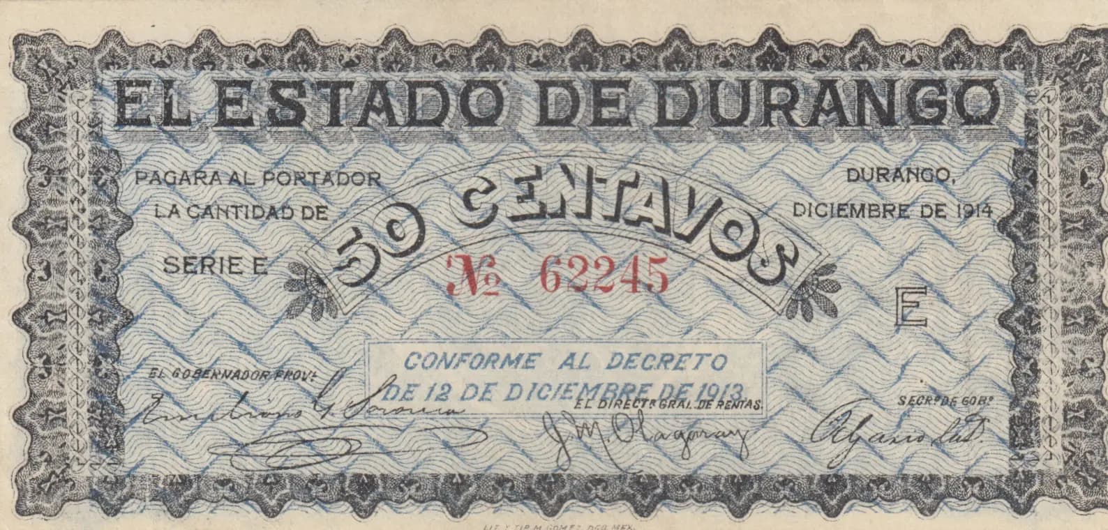 50 centavos 1914 from Mexico, P-S739