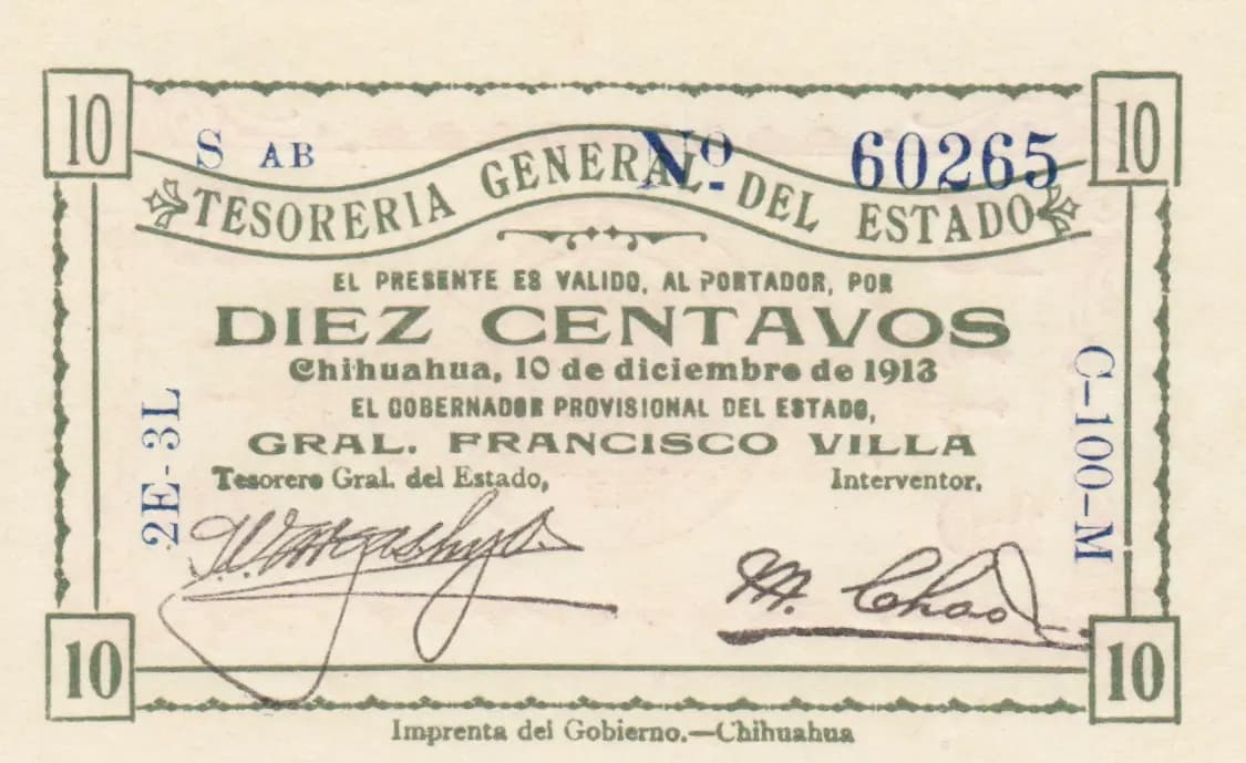 10 centavos 1913 from Mexico, P-S550 (1913) — image 1