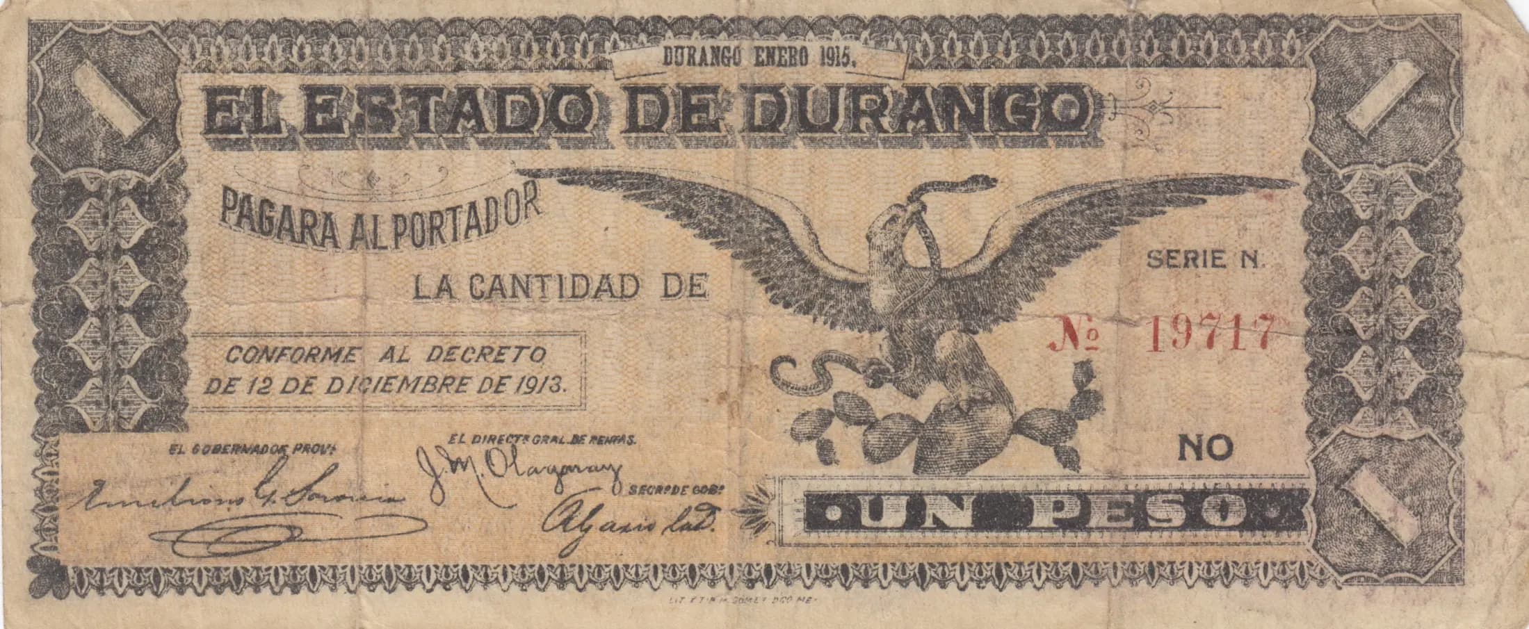 1 peso 1915 from Mexico, P-S744