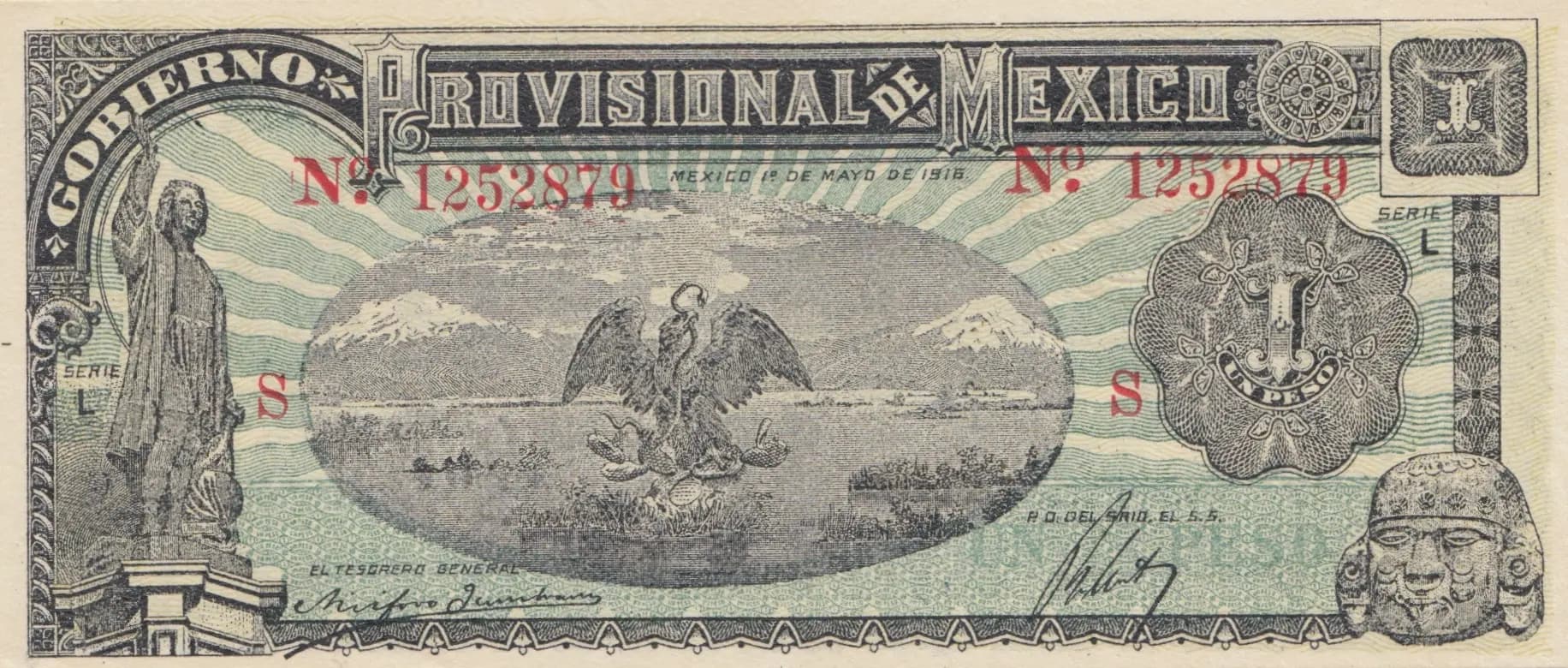 1 peso 1914 from Mexico, P-S709 (1914) — image 1