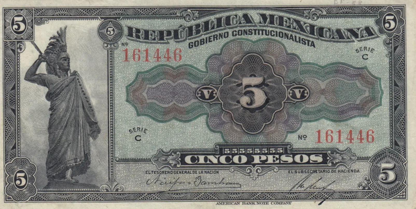 5 pesos 1915 from Mexico, P-S685