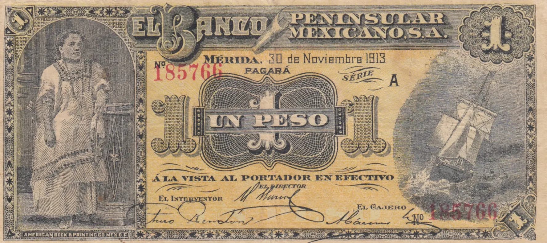 1 peso 1913 from Mexico, P-S464