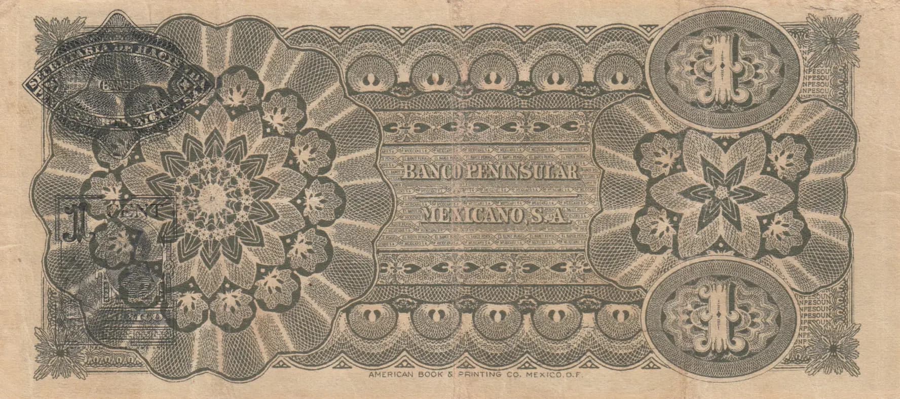 1 peso 1913 from Mexico, P-S464 (1913) — image 2