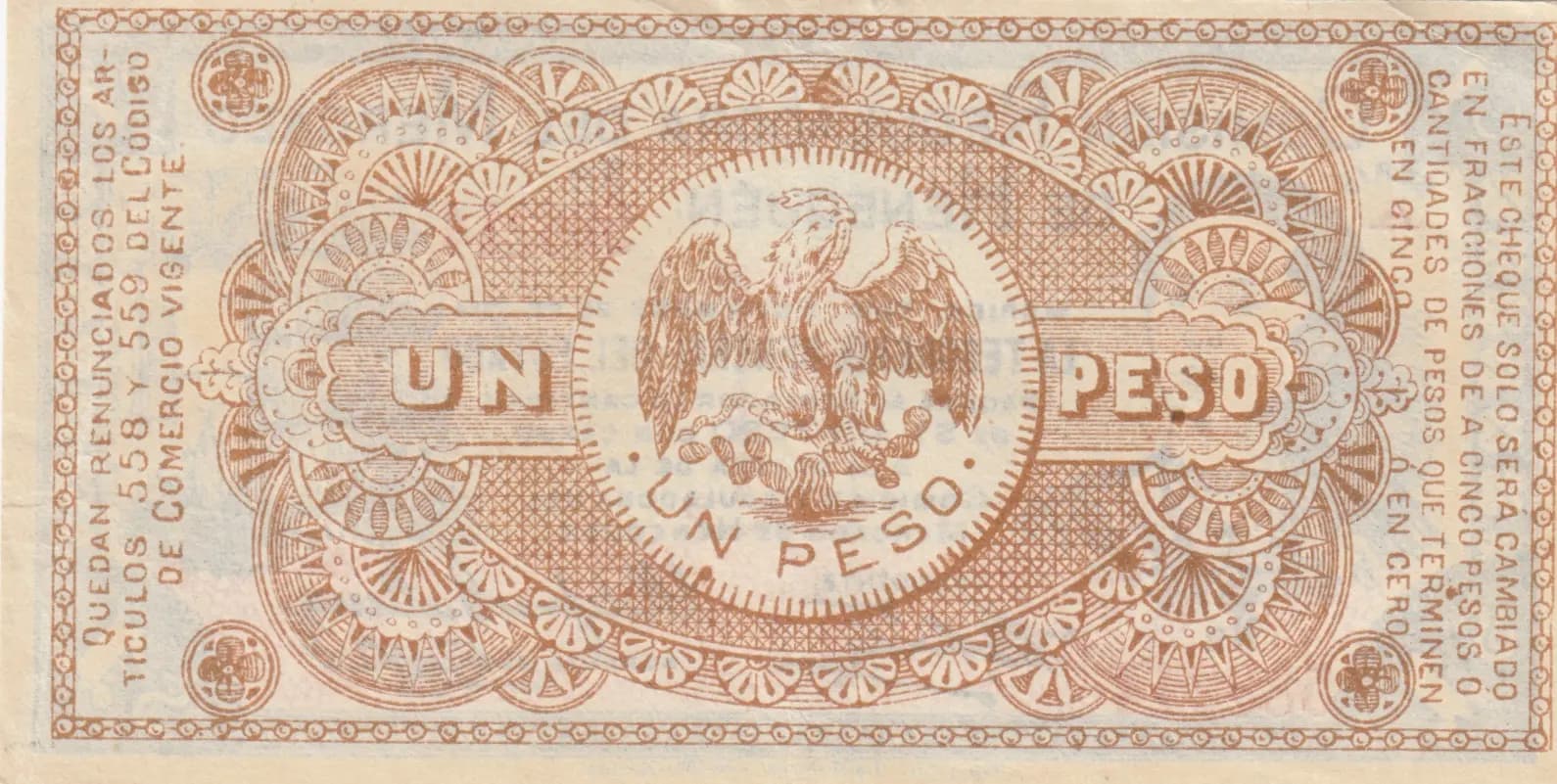 1 peso 1914 from Mexico, P-S1122b (1914) — image 2