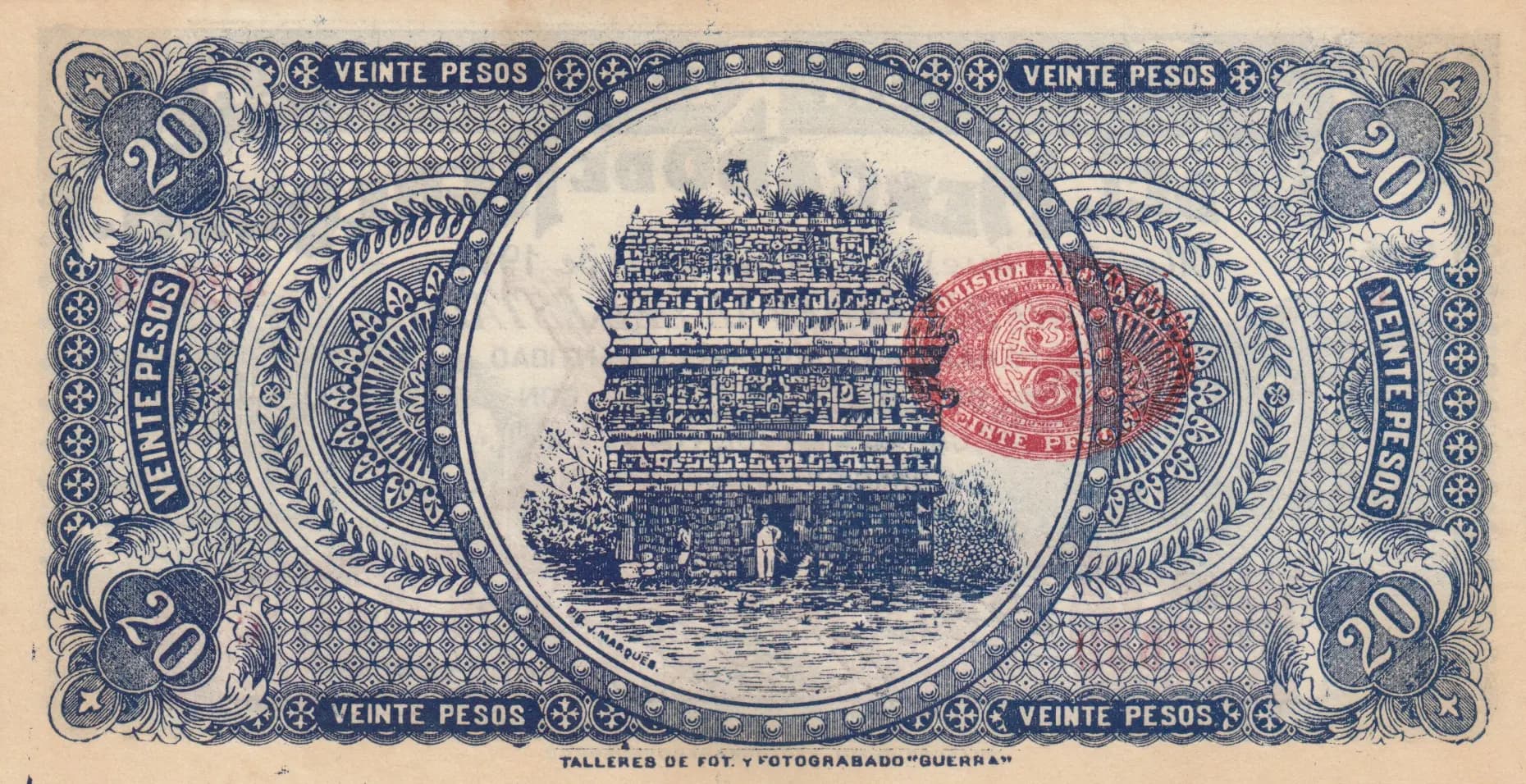 20 pesos 1914 from Mexico, P-S1124a (1914) — image 2