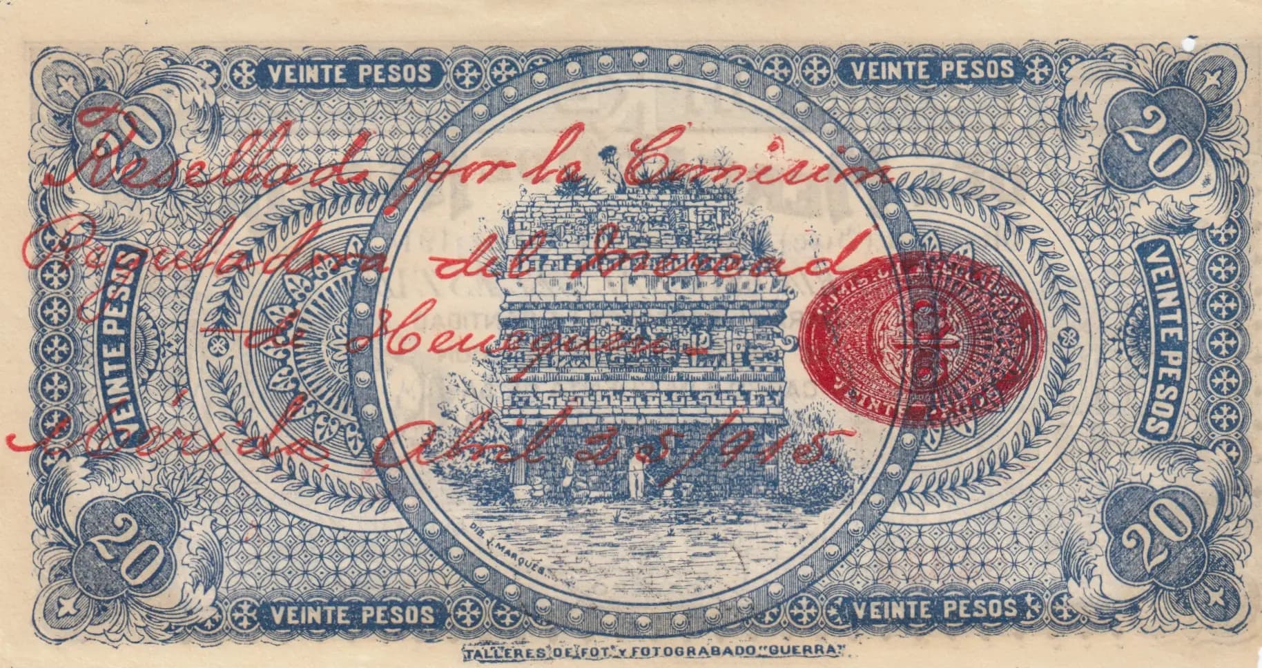 20 pesos 1914 from Mexico, P-S1124c (1914) — image 2