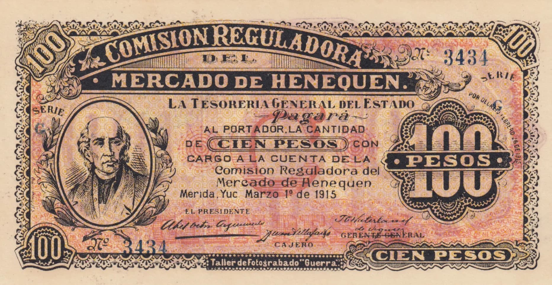 100 pesos 1915 from Mexico, P-S1125 (1915) — image 1