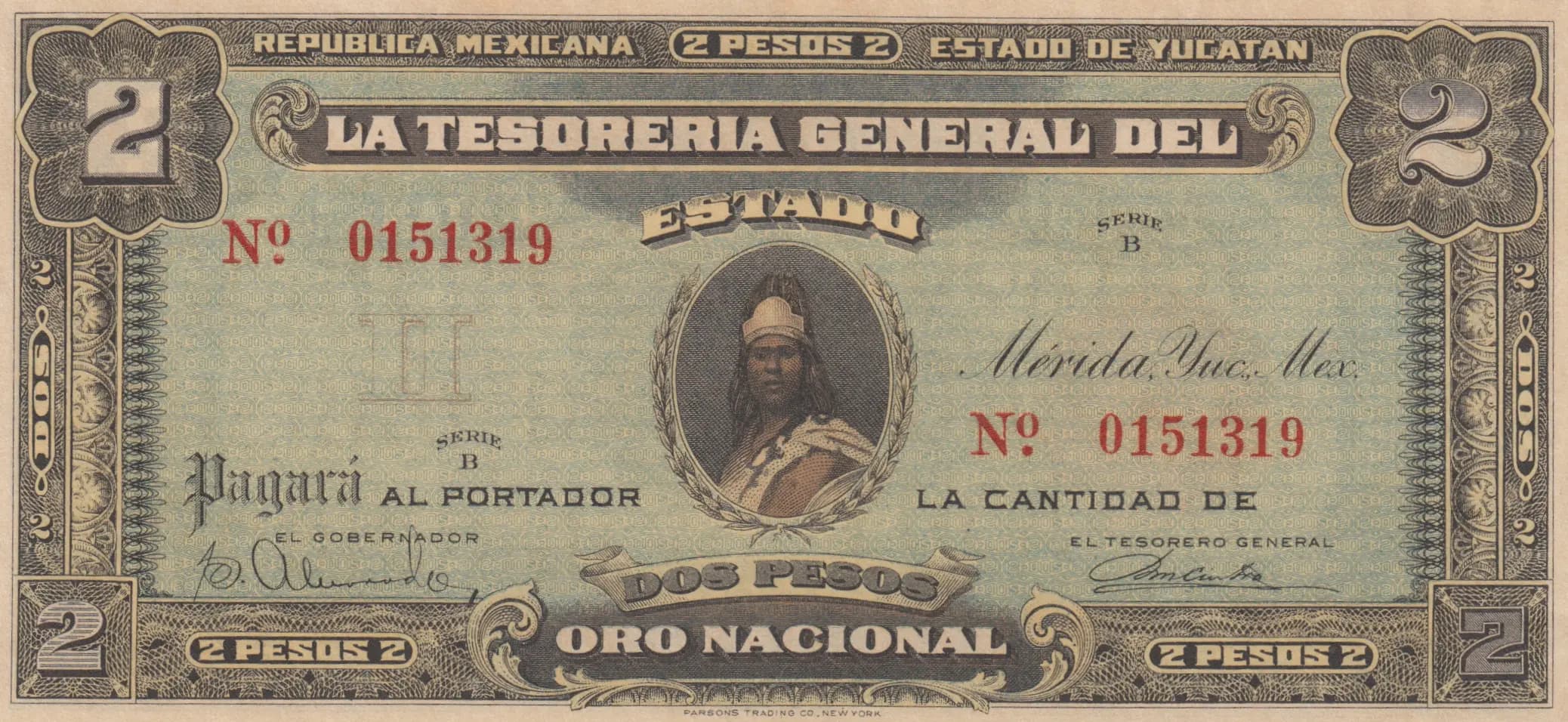 2 pesos 1916 from Mexico, P-S1136