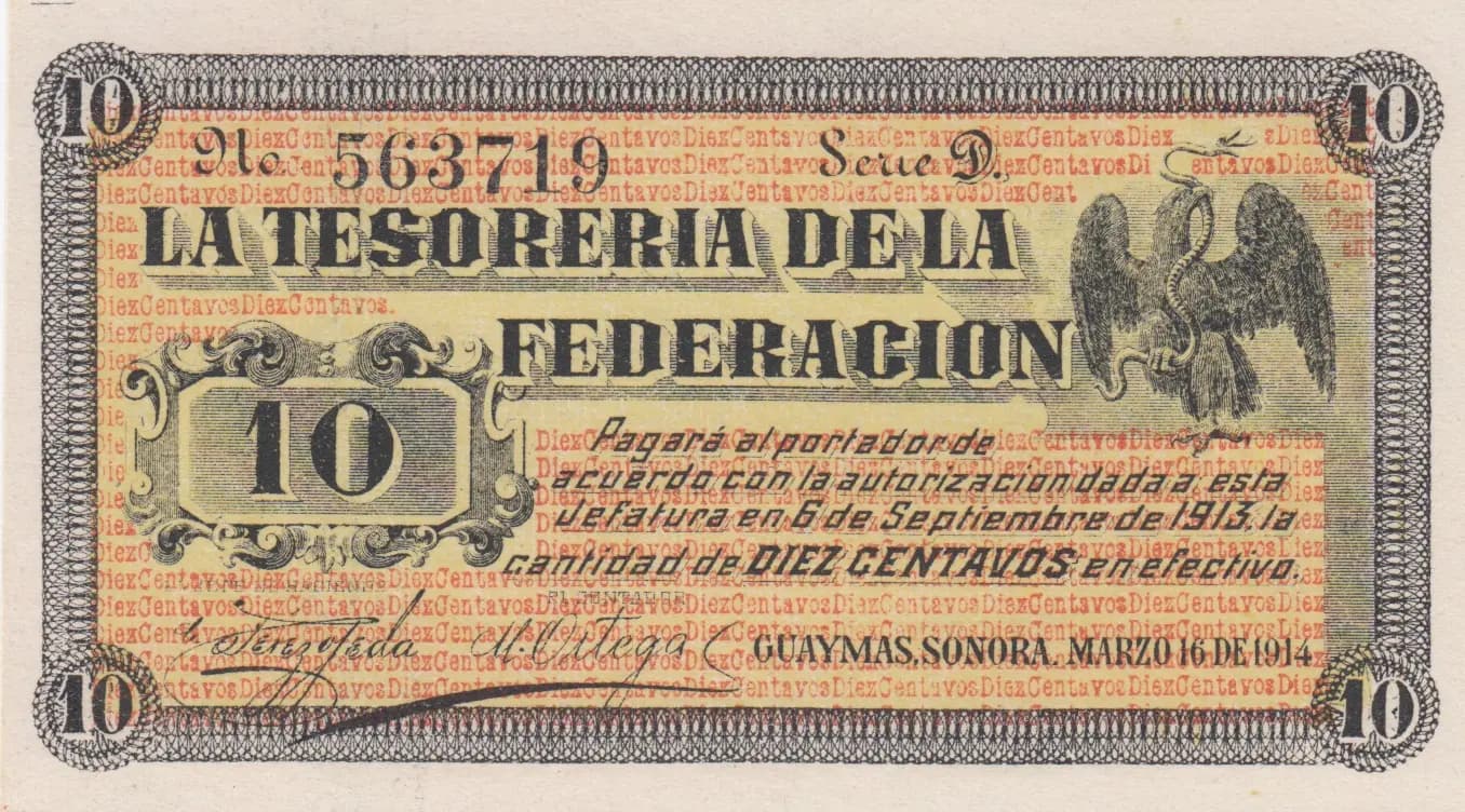 10 centavos 1914 from Mexico, P-S1058