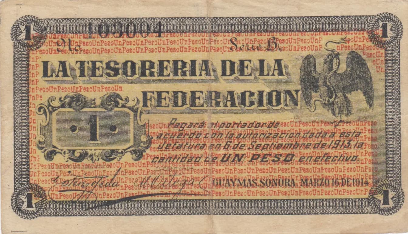 1 peso 1914 from Mexico, P-S1060 (1914) — image 1