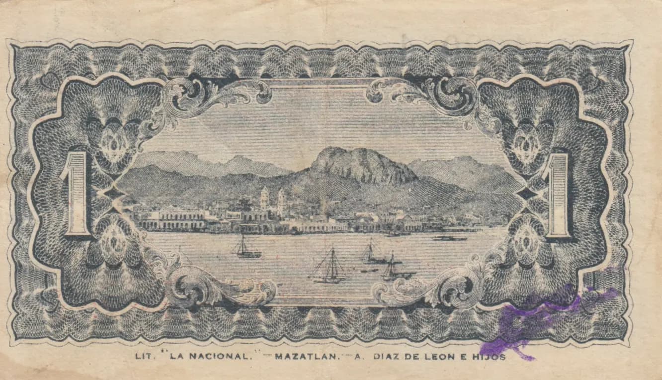 1 peso 1914 from Mexico, P-S1060 (1914) — image 2