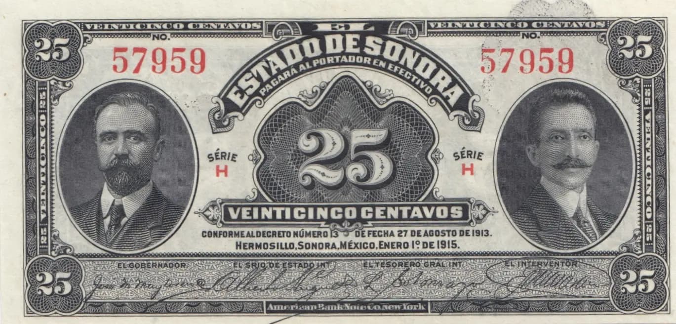 25 centavos 1915 from Mexico, P-S1069