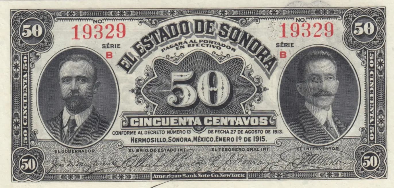 50 centavos 1915 from Mexico, P-S1070