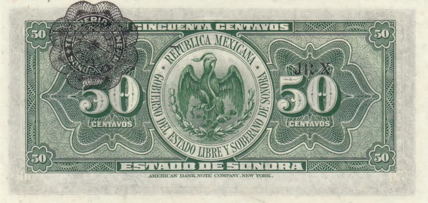 50 centavos 1915 from Mexico, P-S1070 (1915) — image 2