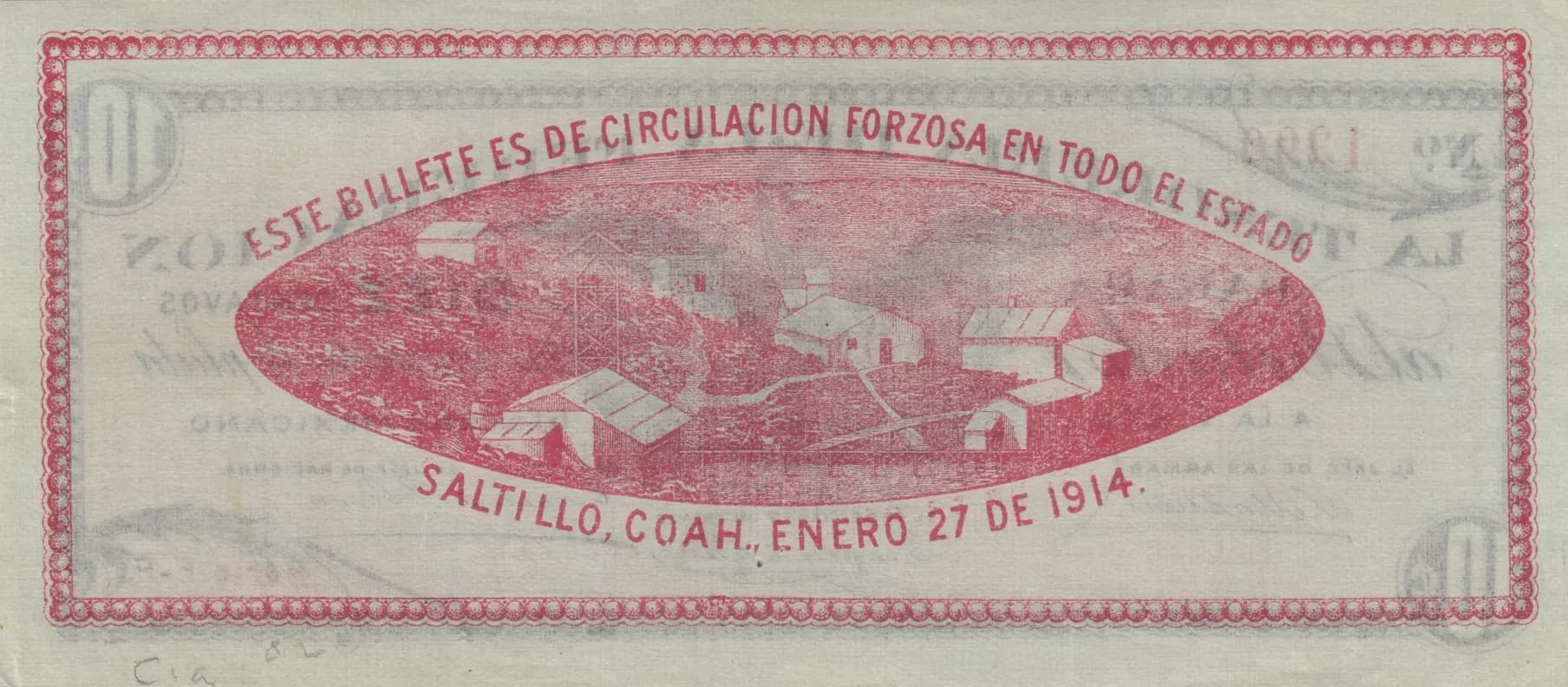 10 centavos 1914 from Mexico, P-S642 (1914) — image 2