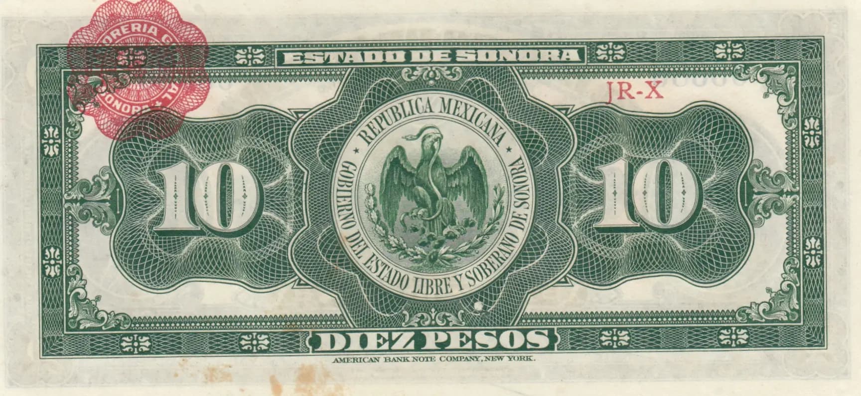 10 pesos 1915 from Mexico, P-S1073 (1915) — image 2
