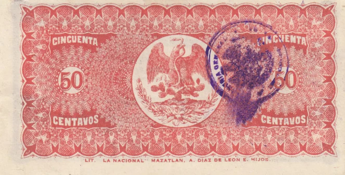 50 centavos 1914 from Mexico, P-S1025 (1914) — image 2