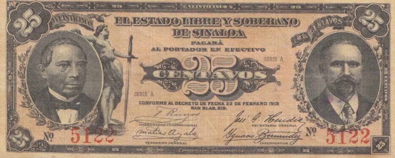 25 centavos 1915 from Mexico, P-S1041 (1915) — image 1