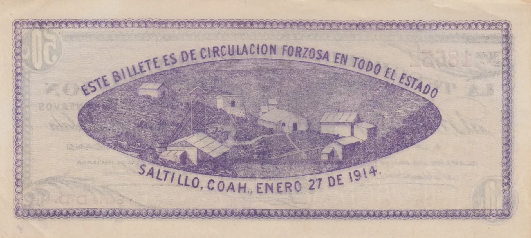 50 centavos 1914 from Mexico, P-S644 (1914) — image 2