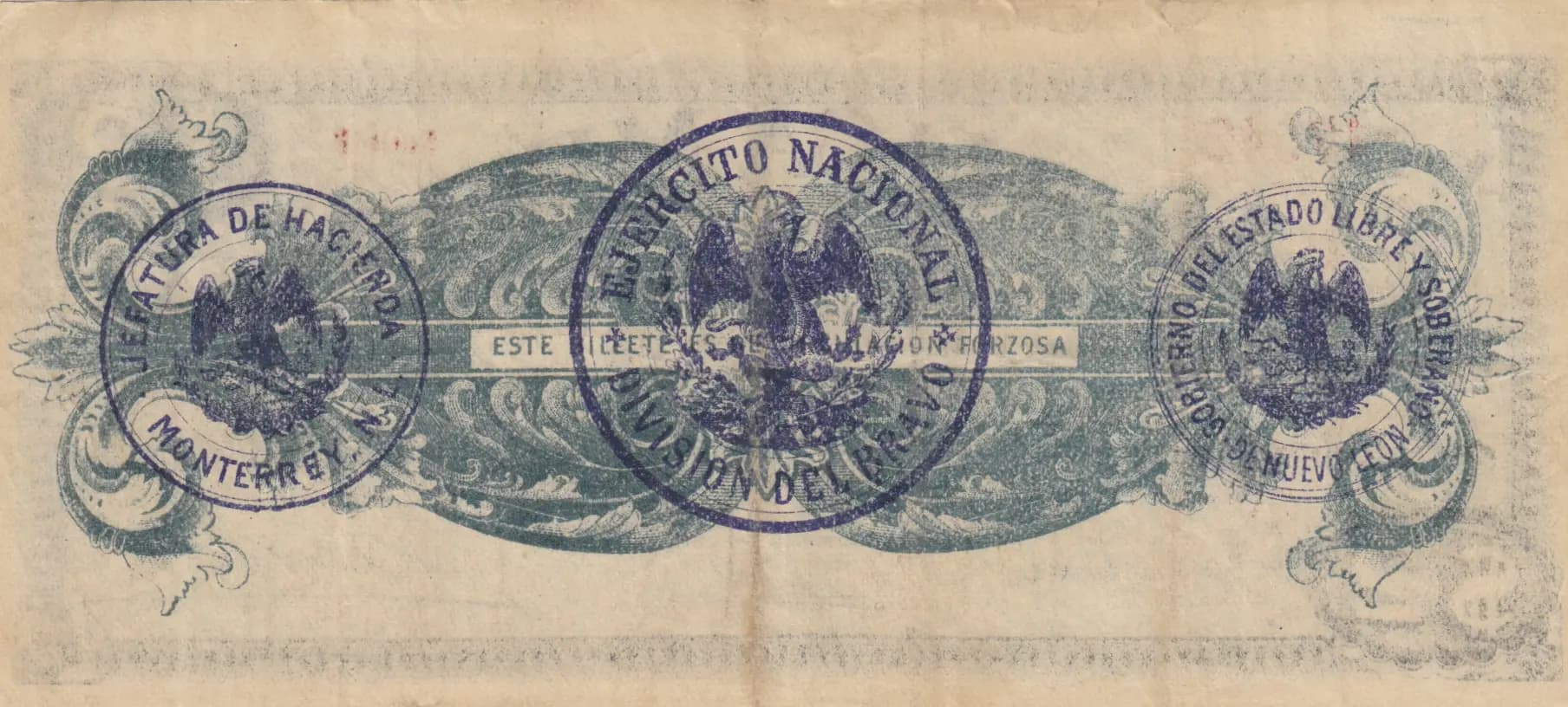 2 pesos 1914 from Mexico, P-S938 (1914) — image 2