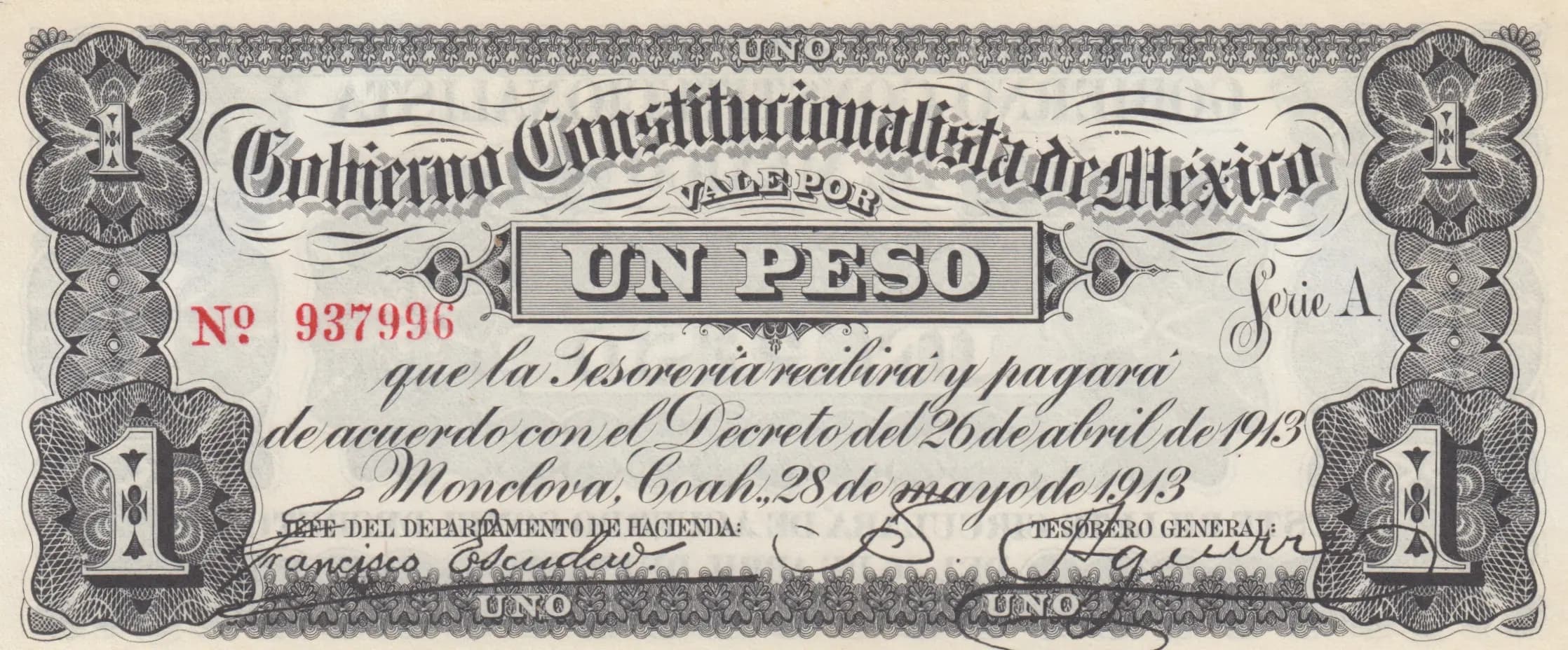 1 peso 1913 from Mexico, P-S626